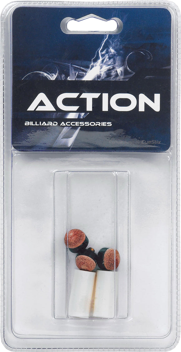 Action Screw On Cue Tips & Ferrules - Blister Pack of 5